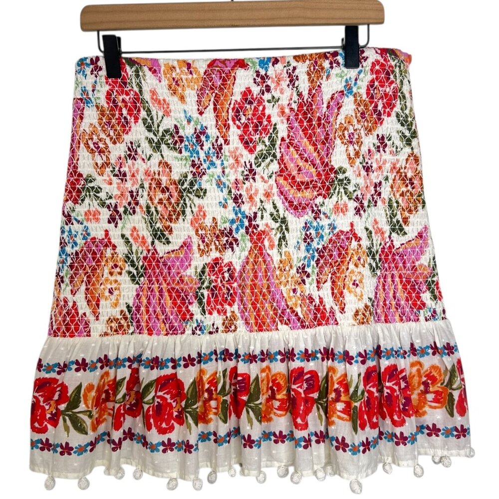 Farm Rio Spring Bananas Mini Skirt Smocked Stretch Floral Multicolor LARGE - Picture 9 of 16
